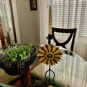 Sunflower Metal Taper Candle Holder